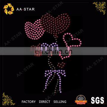Heart shape balloon design guangzhou korean hot fix rhinestone