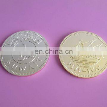 Custom Kuwait 3D emblem logo coin gold plated coin as Kuwait National day gift item