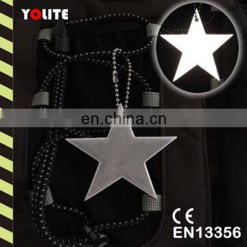 Anniversary gift silver star Reflective hanger on the backpack for Children's Safty under the dark place CE EN71 / EN13356