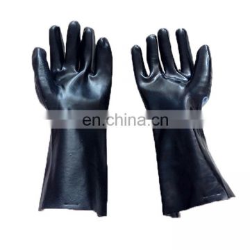 Rubber gloves black PVC glossy cotton lining with oil - proof and acid - proof durable gloves safety gloves