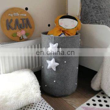 Hot Selling Big Felt Basket With Stars and Pompoms for Wholesale photo-2