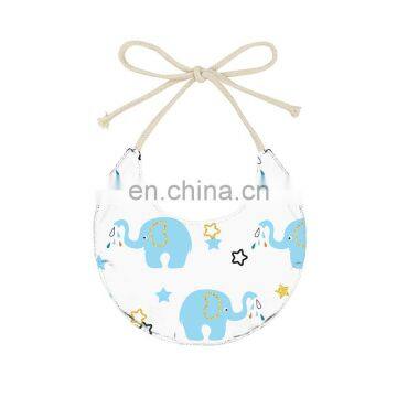 New Style Printed Elephant Pattern Baby  Boy Bib Lace-up Cotton Baby Bib