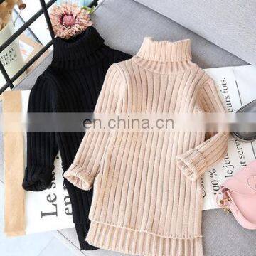 Children's mid-length sweater Girls 2020 spring and autumn new sweaters Trendy split bottoming shirts