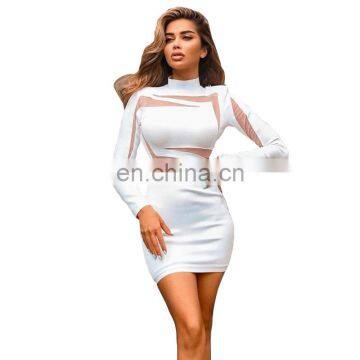 LAITE D2176 2020 Autumn&winter Hot Sales Fashion Contrast Color Long Sleeve Bodycon Dress Women Casual Dress photo-2