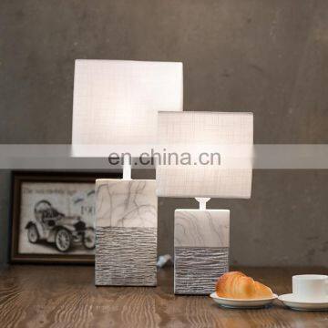 Popular custom logo cheap cuboid pillar custom vintage relief white marble table lamp porcelain for home decor