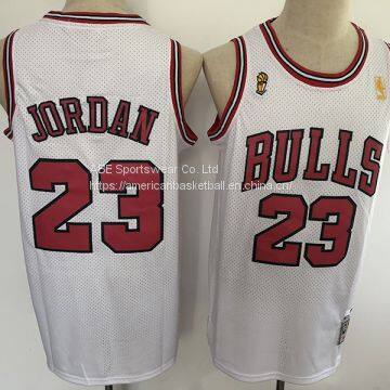 Chicago Bulls #23 Jordan Throwback White Jersey