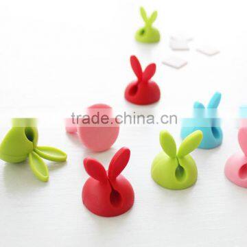 2016 Hot sale Rabbit Ear Silicon Cable Organizer For Office Computer Winder Management Wire Storage Device USB Holder