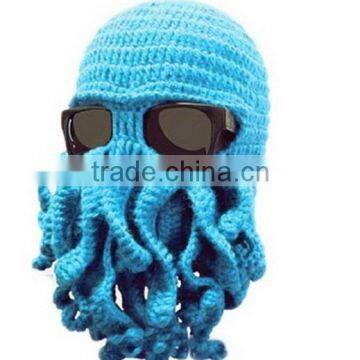 2014 Handmade Knitted Crochet Beard Hat Bicycle Mask Cap Octopus Cool Black SP055 photo-5