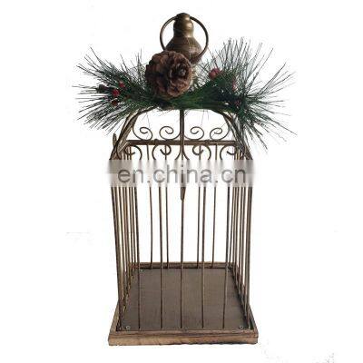 Wedding decoration bird cage vintage decoration vintage birdcage stand metal golden hanging steel round bird cages