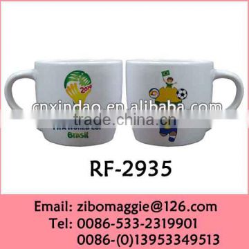 Wholesale Belly Shape Promotional Ceramic Coffee Mug China White with Printing