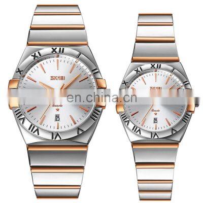 Luxury Skmei 9257 Lovers Quartz Stainless Steel Wristwatches Custom Waterproof Couple Watch for Men Women