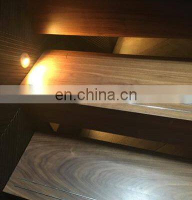 Modern Straight / L-shaped Staircase Steel Beam Indoor Wooden Stairs