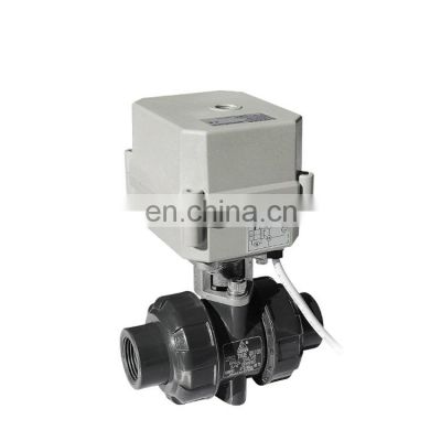 DN25 1inch UPVC DC24V Double Union Motorized Electric Ball Valve Socket Ends Two Way Mini Electric Ball Valve