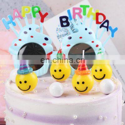 4Pcs/Pack Birthday Cake Candle Smile Face Decoration Candle For Kid's Birthday Creative Cake Topper