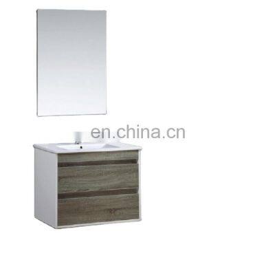 Factory Supply Wall Mounted Bathroom Cabinet Set With Basin Mirror and 2 Drawers Solid Wood Vanity