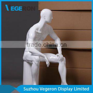 Glossy White Sitting Male Mannequin photo-3