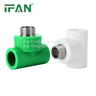 IFAN Factory Direct PN25 PPR Fittings Brass Male Thread Green PPR Tee