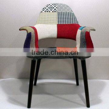 Dining Arm Patchwork Fabric Organic Chair