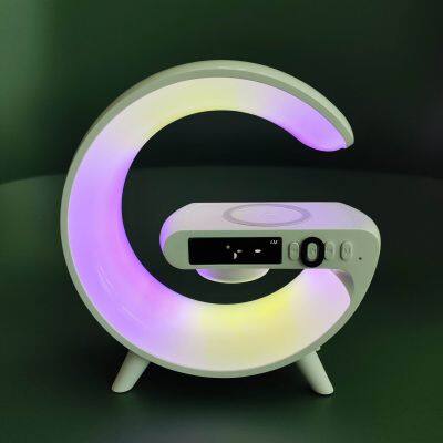 RGB G Speaker Smart Light Sound Machine With Led Wireless Charging Speaker Wake Up Light, G Shaped Bluetooth Speaker