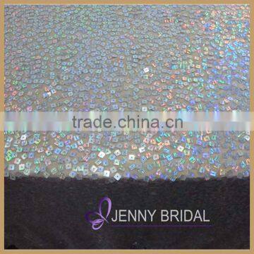 SQN81 Made-in-china custom silver sequin embroidery tablecloth