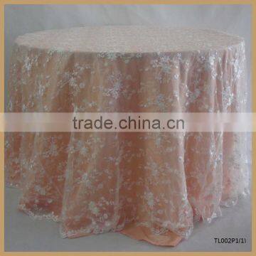 TL002P3-1 High Quality Gold Embroidery Lace Round Wedding Table Overlay Quality Choice photo-2