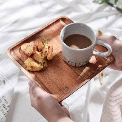 Wooden Tray Breakfast Tray Snack Fruit and Dried Fruit Tray Acacia Wood Dessert Tray