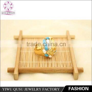 2015 Yiwu New Products Gold Plated Rhinestone Ring,engrave Pattern Butterfly Shap Ring photo-3