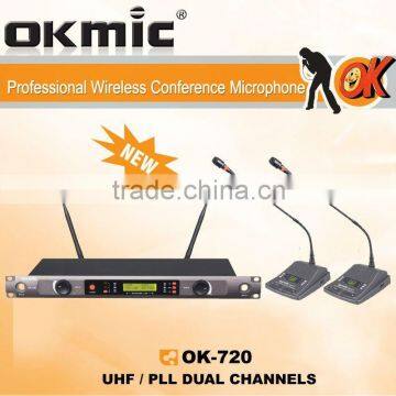 OK-720 UHF wireless microphone Dual Channels/UHF PLL 32/99 channels