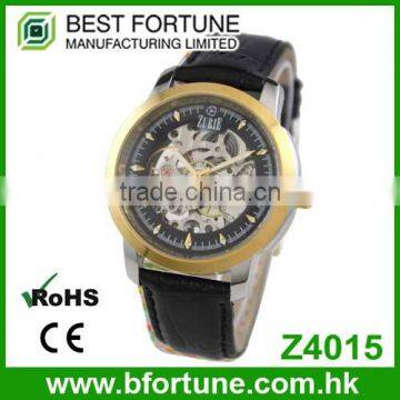 Z4015 Classic fashion style skeleton 3 atm Automatic movtu stainless steel 316L skeleton watch