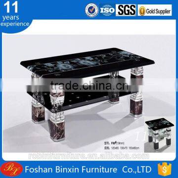 Factory whosale modern F06 rectangular glass coffee table aluminum alloy metal tea table