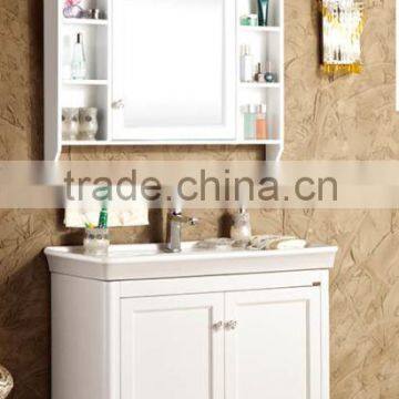 2015 Hot sell free standing solid wood bathroom cabinet with mirror cabinet for bathroom vanity