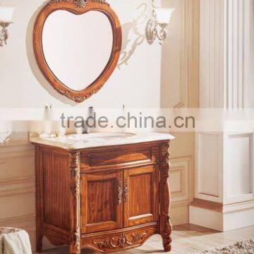 Antique style sweet love mirror oak wood bathroom furniture