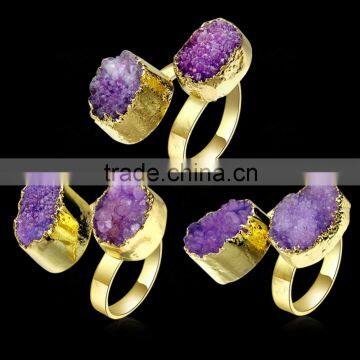 Purple Double natural stone gold ring designs for men