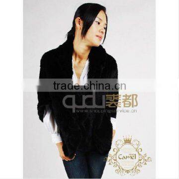 Camel9040 Fashion Fur Shawl Wholesale/Retail Poncho Kintted Mink Fur Shawls Women