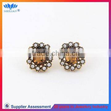 Fashion women's sunflower style crystal stud earrings