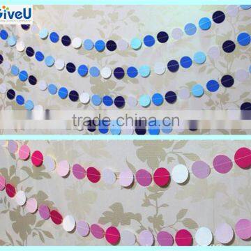 38Pcs/String D5cm Hanging Paper Circle Garland Display Banner