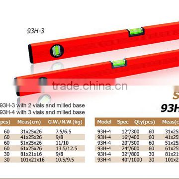 box profile aluminum spirit level