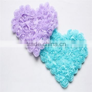 Elegant 4.75" Chiffon Rosette Heart Flower For Babygirl