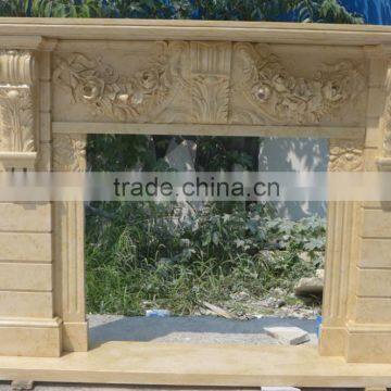 Hot Sale Cheap Hand Carved Sunny Beige Marble Fireplace Cover