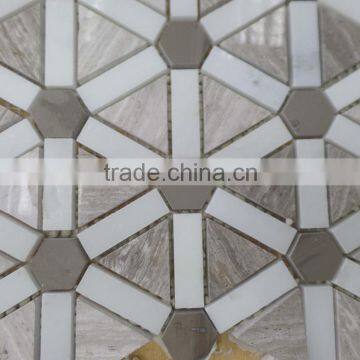 Diamond Pattern Marble mosaic Tiles(Pure White+Athen Grey+Oak White Marble)