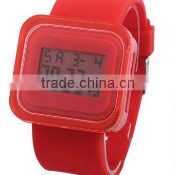 fashion square face chronometer electronic watch cheap chronograph silicone candy watch colorful silicone analog jelly watch
