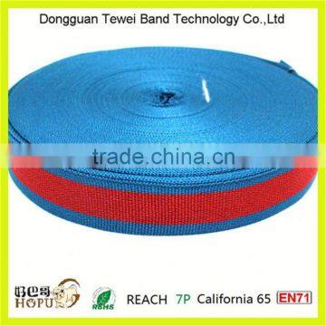 Customized polyester washed web belt striped webbing