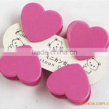 plastic mini strong lovely heart-shaped cartoon colorful plastic 4clip for office