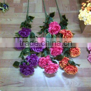 new production artificial silk chrysanthemum flowers with leaves