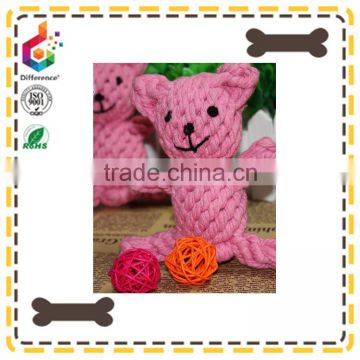 Customized handmade bear shape cotten rope dog chew toy