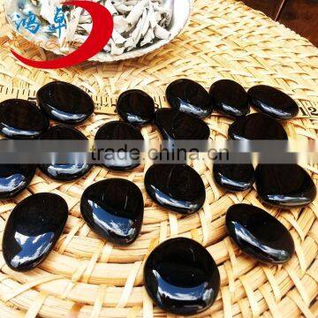 Black Agate Worry Stones: Wholesale Thumb Massage Stones: Black Agate Palm Stones