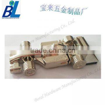 Nickel plated usb flash drive with car shape