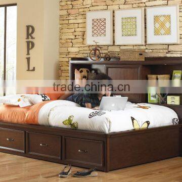 american multi-functional storage bed /solid wood Bookshelf bed AS-B37