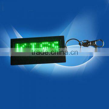 Button Battery Powered LED Badge LED Screen Display Green Adjust Brightness with Key Chain Hot Free Shipping New