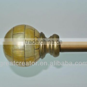 Mother of Pearl Resin Ball Finial + Adjustable Metal Curtain Rod/Pole; Curtain Accessories; Window Drapery Hardware; Drapery Rod